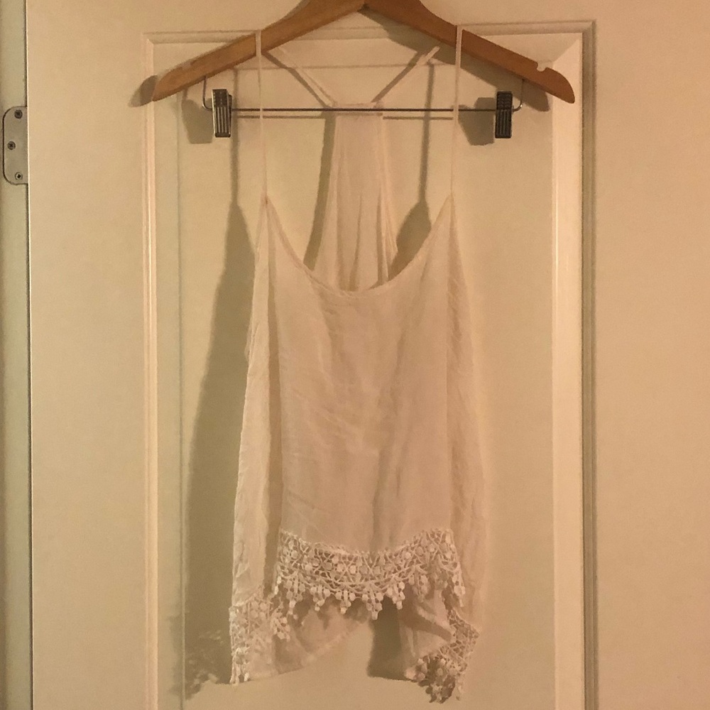 White tank with lace detailing